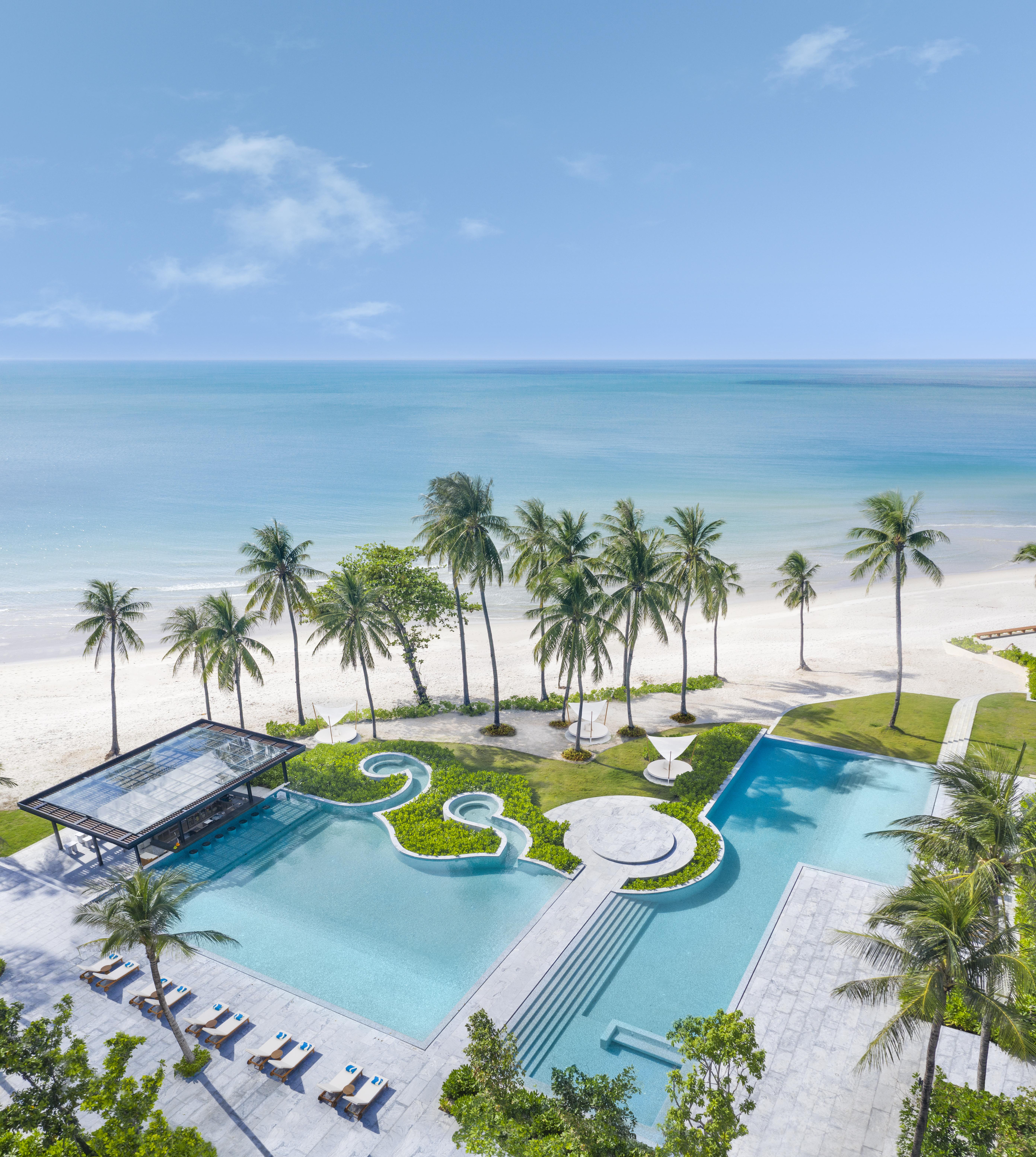 Centara Reserve Samui пляж Чавенг Екстер'єр фото Aerial view of the beach at the hotel